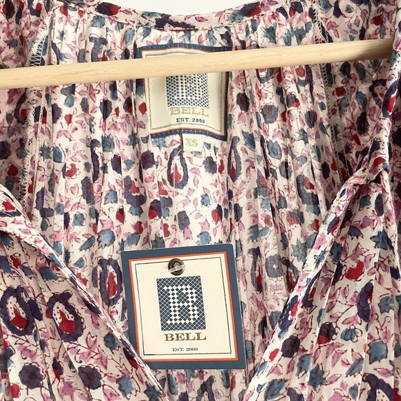 Alicia Bell Eva Smocked Boho Maxi Dress Pink Floral Paisley Block Print XS - Picture 6 of 8